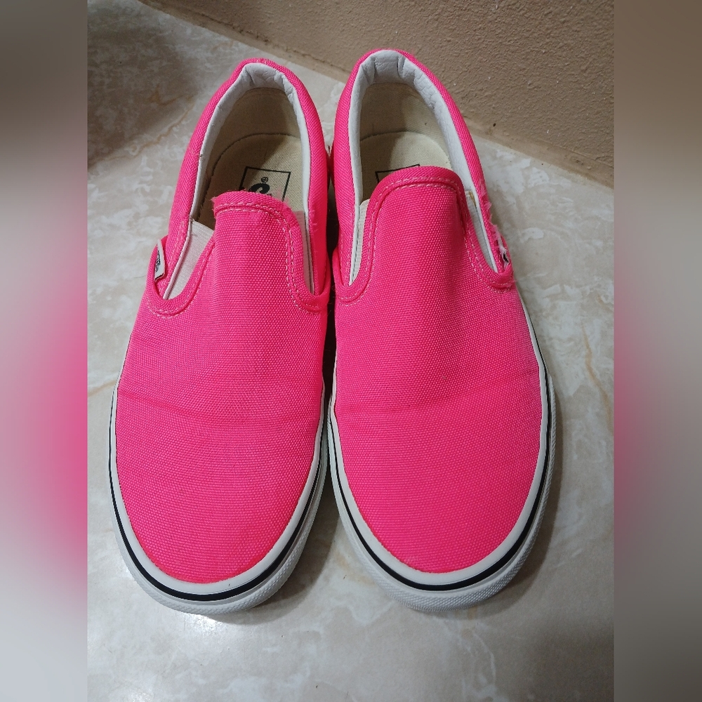 Vans Pink Slip-On Canvas Loafers